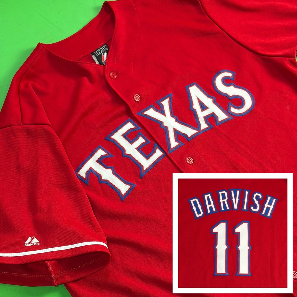 Majestic Texas Rangers Yu Darvish Baseball Jersey Mens XL Red 11 Button Front
